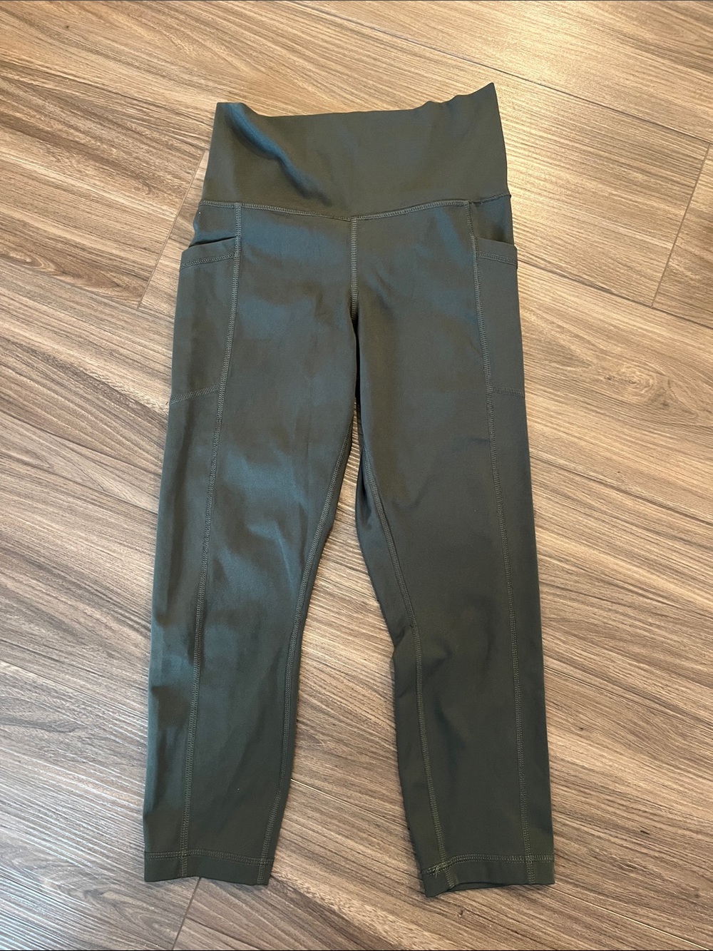 Yogalicious Lux Dark Teal High-Rise Crop Leggings with Side Pockets